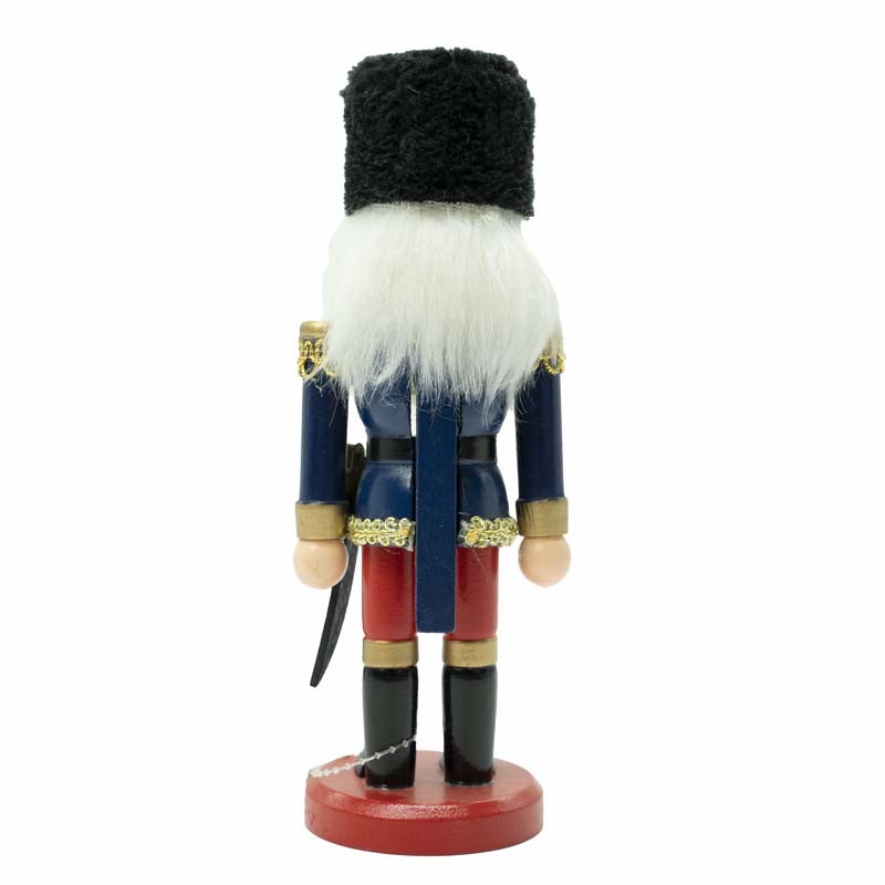 Schiaccianoci in legno con pantalone rosso e giacca blu - H. 20 cm - Stile